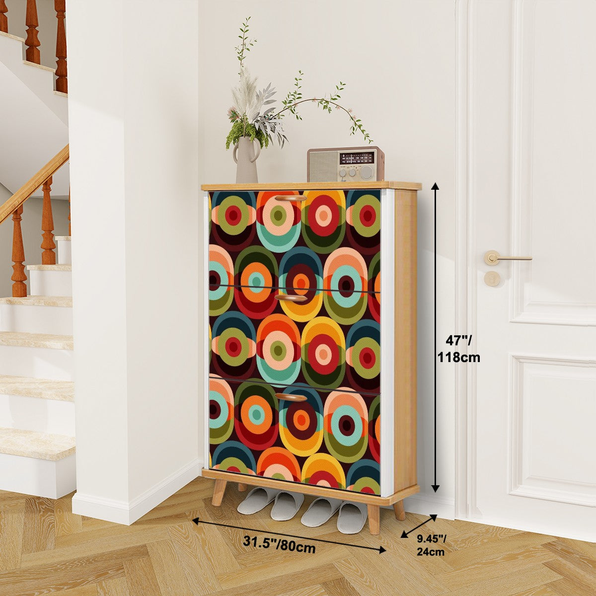 Retro Groovy Mod Space Orb Designed Mid Century Modern Shoe Storage Cabinet - Mid Century Modern Gal