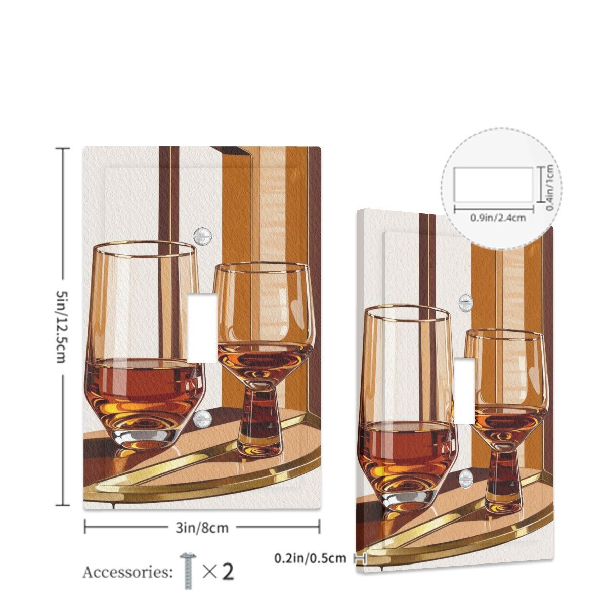 Bourbon Whiskey Lover, Mid Mod Barware Faux Leather Texture Switch Cover 1-Gang 1 Toggle - Mid Century Modern Gal