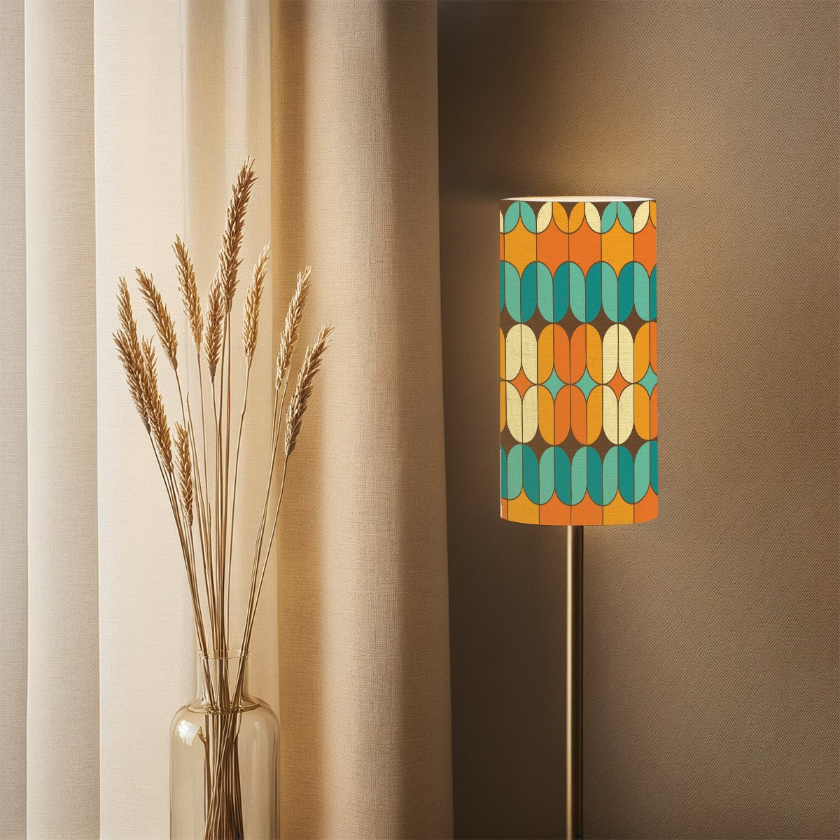 Mid Century Modern Geometric Orange Teal Floor Lamp Modern Standing Lamp Shade ONLY - Mid Century Modern Gal