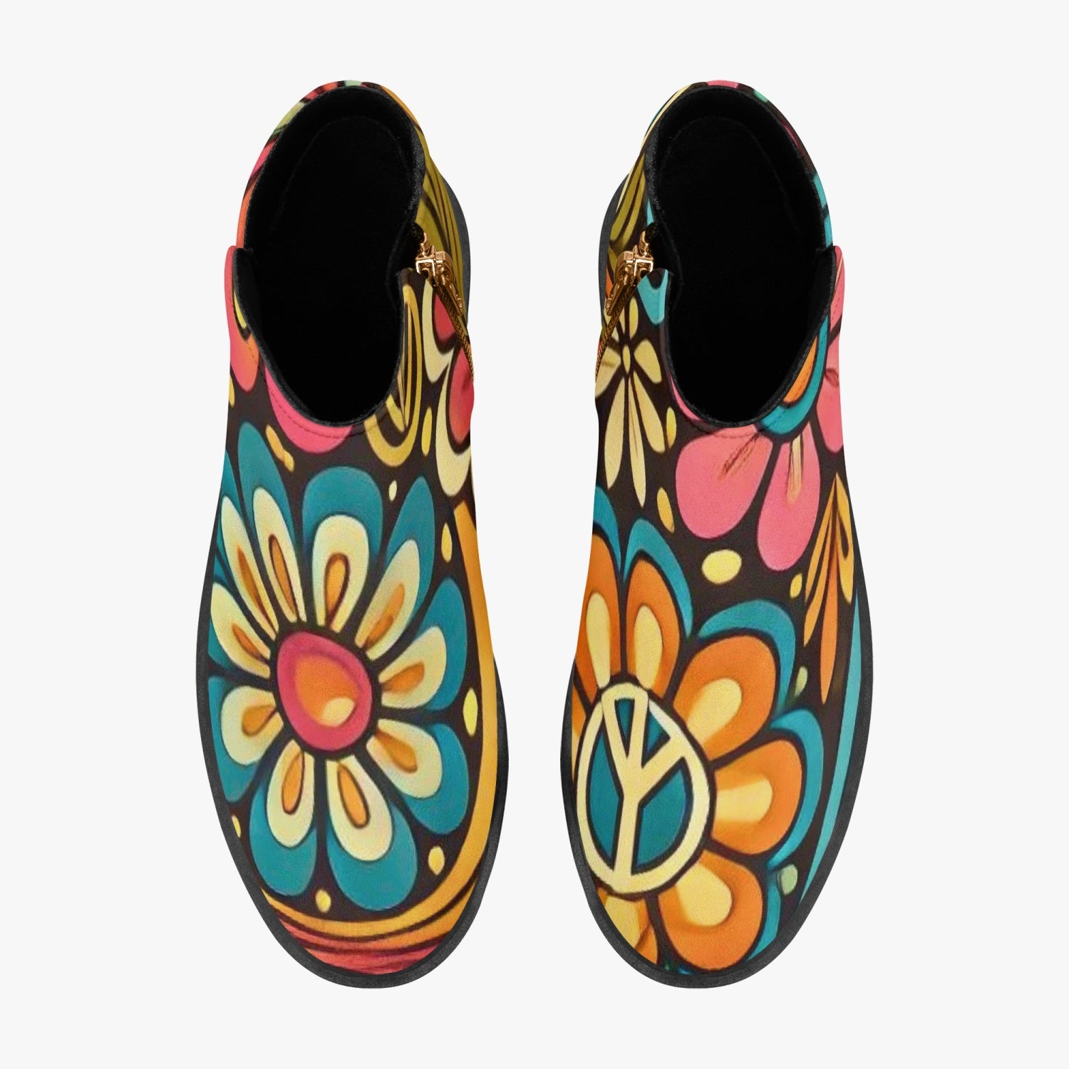 Hippie Hipster Shoe Boots, Floral 60s 70s Mod Footwear - Mid Century Modern Gal