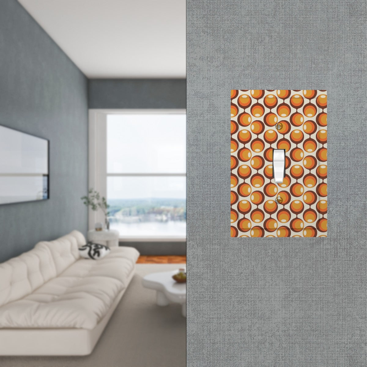 Mid Mod Groovy Space Orbs Modern Switch Cover 1-Gang 1 Toggle - Mid Century Modern Gal