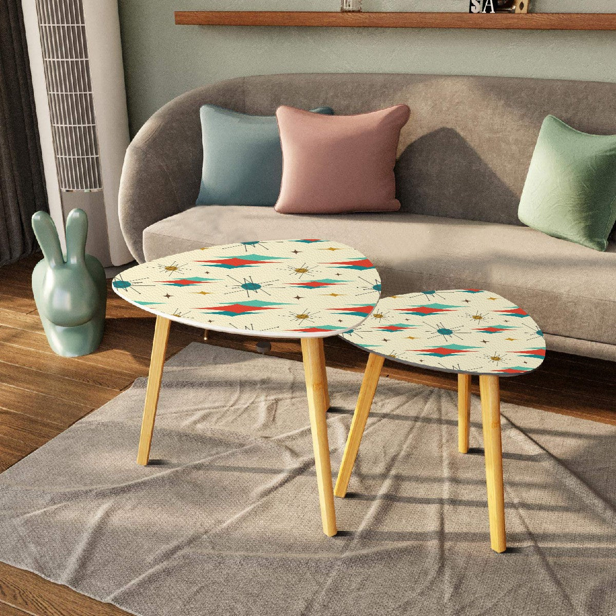 Mid Century Modern Nesting Tables, Accent Tables, Franciscan Starburst MCM Furniture - Mid Century Modern Gal