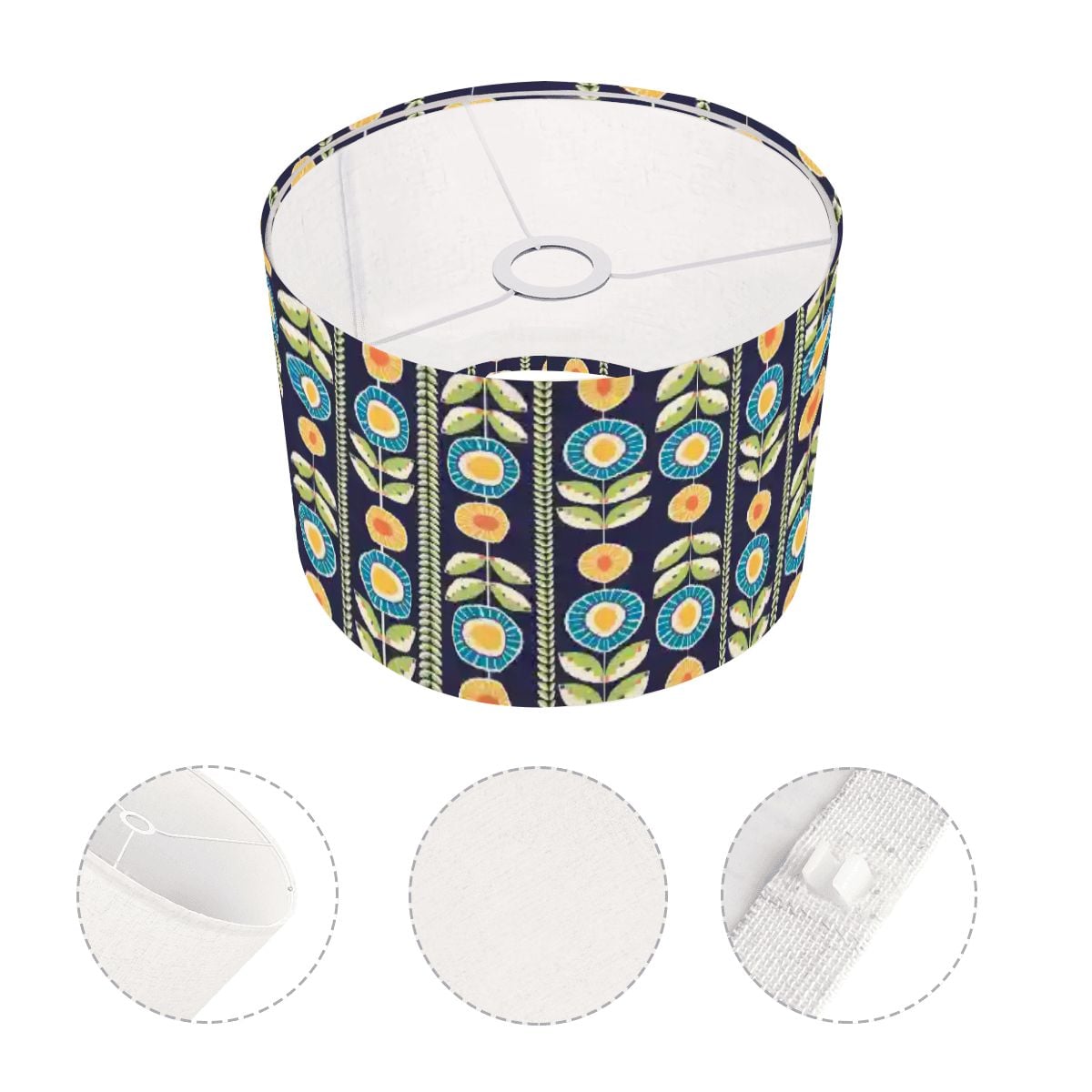 Modern Scandinavian Flower Blue, Orange Yellow Green Mid Century Modern Lamp SHADE ONLY - For Arc Floor Lamps Only - Mid Century Modern Gal