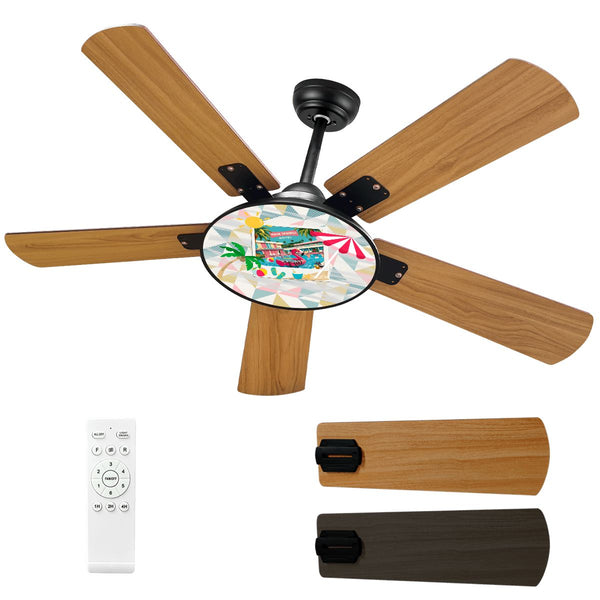 Palm Springs California Kitschy Flamingo Pool Side MCM Mid Century Modern Ceiling Fan With Light