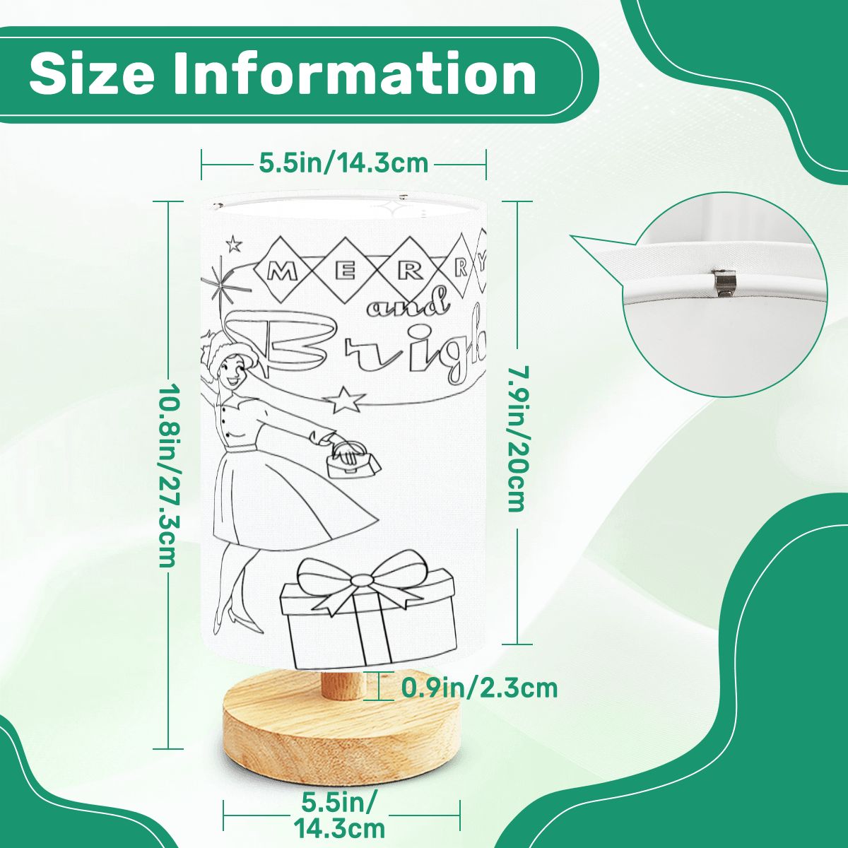 Mid Century Modern Christmas, 50s Vintage Merry And Bright DIY Paintable Table Lamp - Mid Century Modern Gal