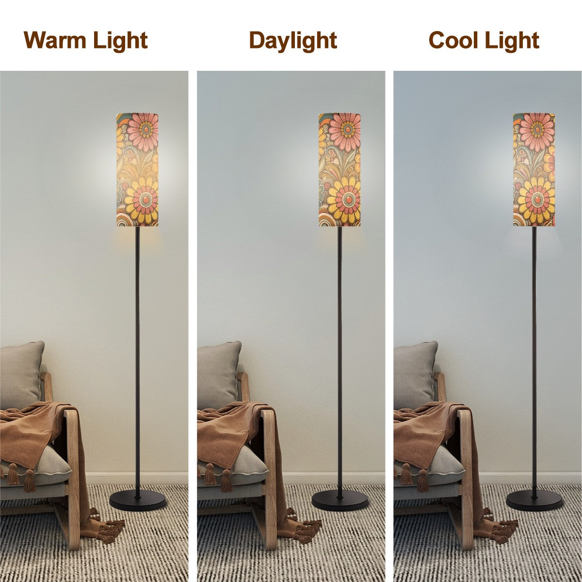 Retro 70s Flower Power Hippie Groovy Mod Floral Floor Lamp - Mid Century Modern Gal