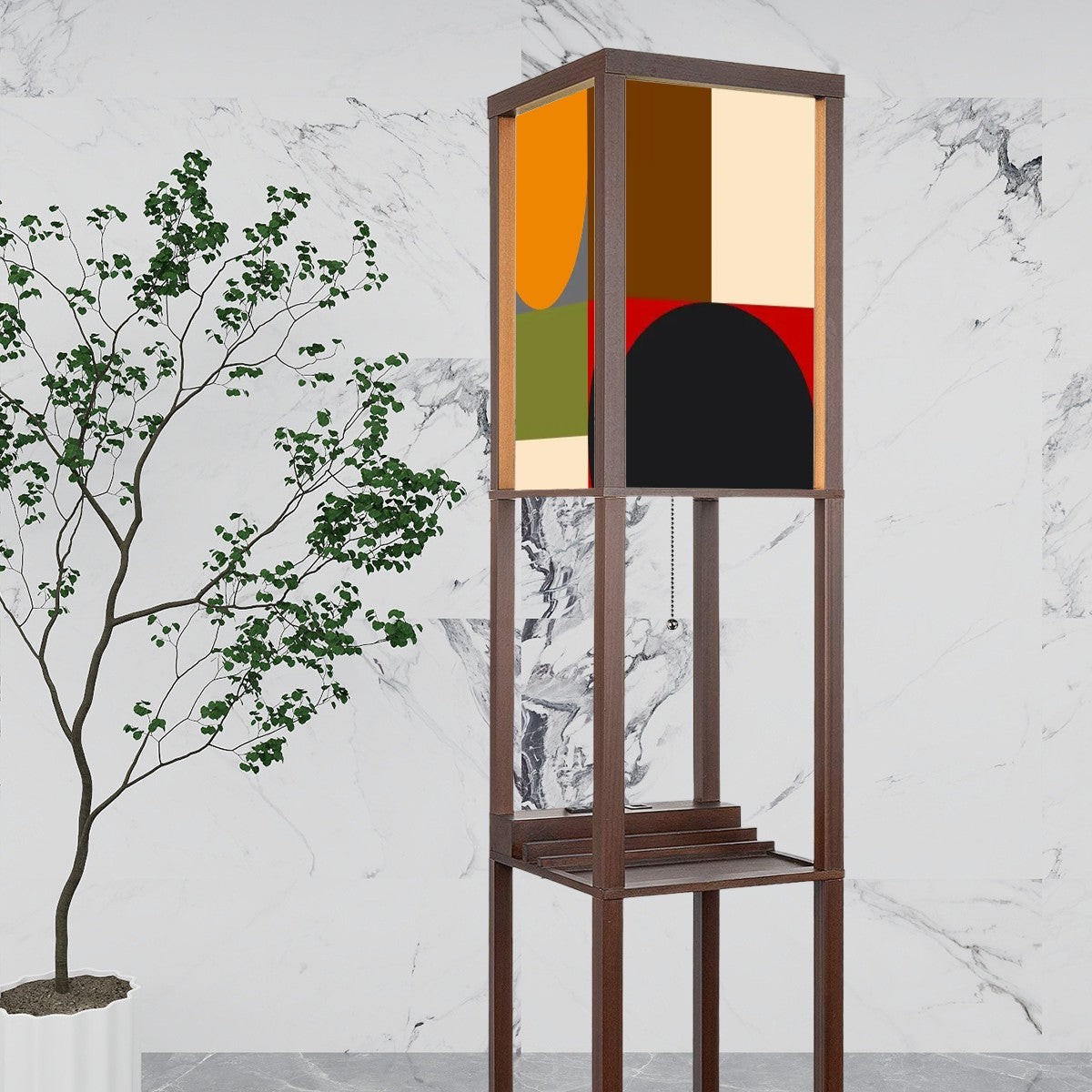 Mid Century Modern Geometric Mod Floor Lamp With Shelves - Mid Century Modern Gal