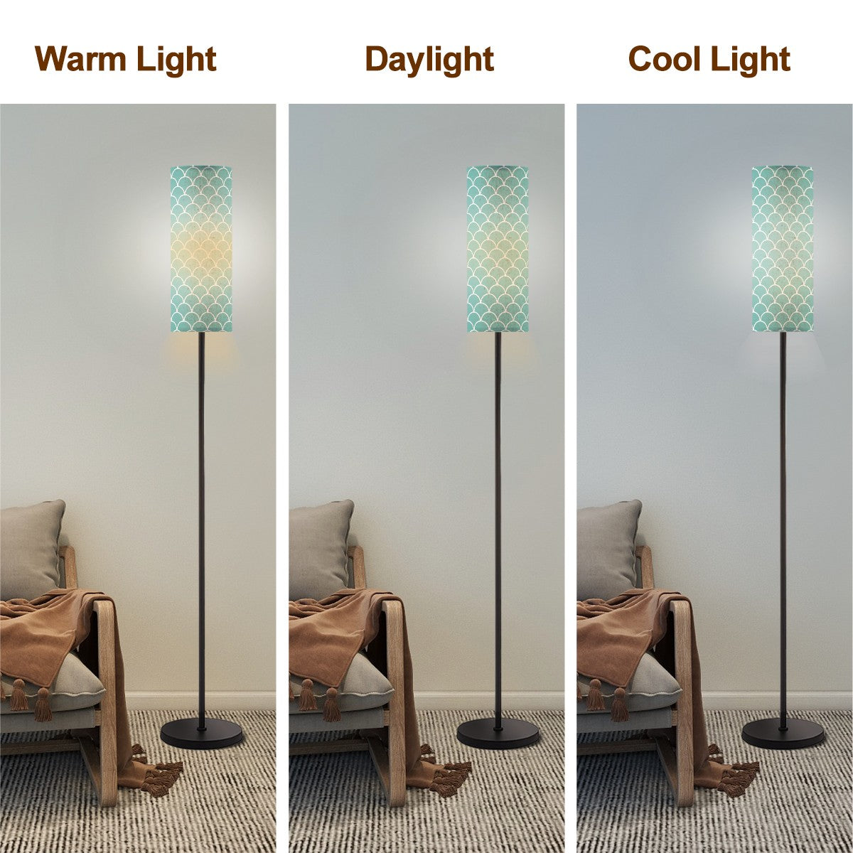 Aqua Blue Mermaid Fin Design Mid Century Modern Slim Floor Lamp - Mid Century Modern Gal