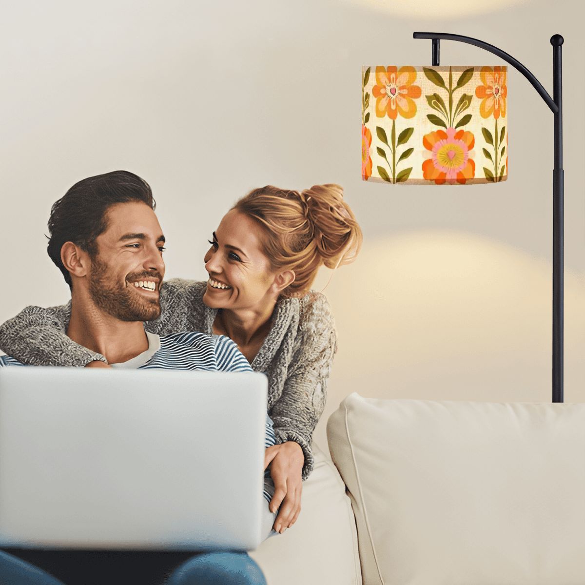 Modern Danish Scandinavian Floral Designed Mid Century Modern Arc Floor Lamp - Mid Century Modern Gal