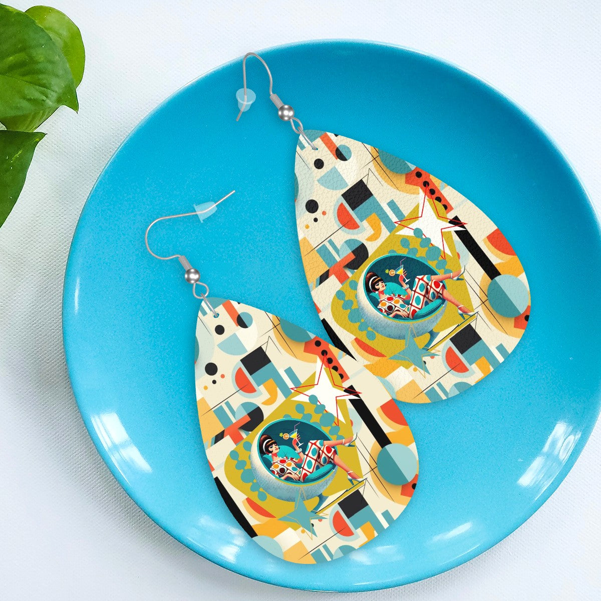 Mid Mod 60s Gal Bauhaus Designed Retro Teardrop Earrings - Mid Century Modern Gal