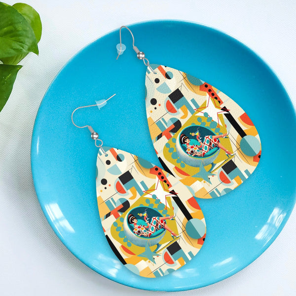 Mid Mod 60s Gal Bauhaus Designed Retro Teardrop Earrings