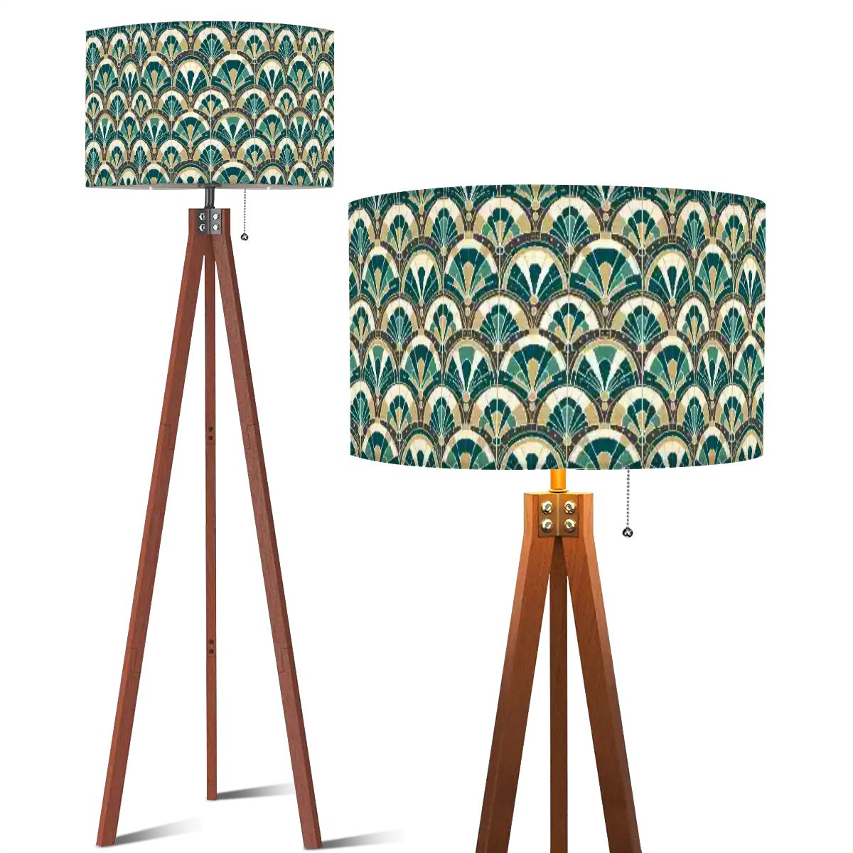 Art Deco Peacock Inspired Tripod Floor Lamp - Mid Century Modern Gal