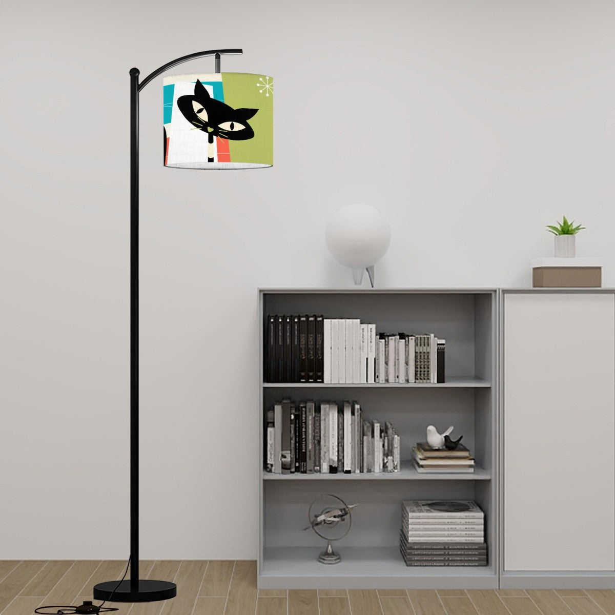 The Atomic Cat Kitschy Mid Century Modern Arc Floor Lamp - Mid Century Modern Gal