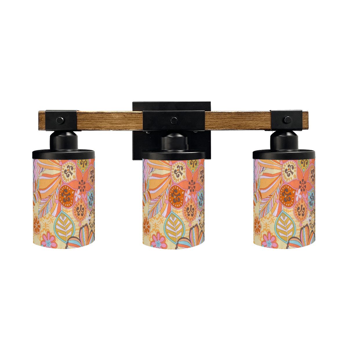 Floral Vintage 70s Pattern Pink Paisley Mid Mod Vanity Light Fixture - Mid Century Modern Gal