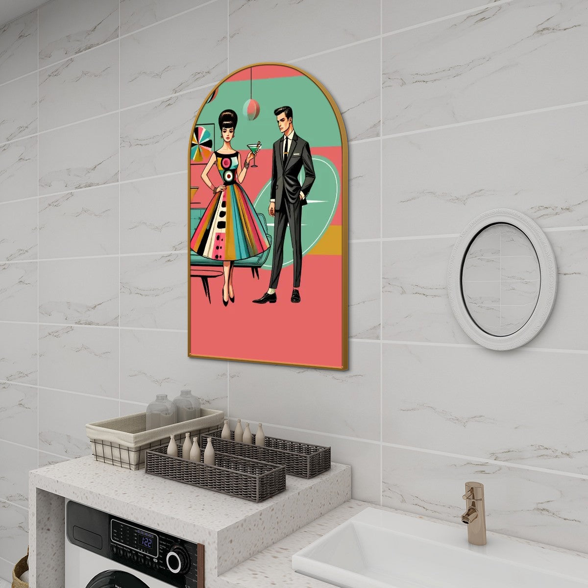 Mid Century Modern Kitschy Cocktail Hour, Mod Arc Wall Art - Mid Century Modern Gal