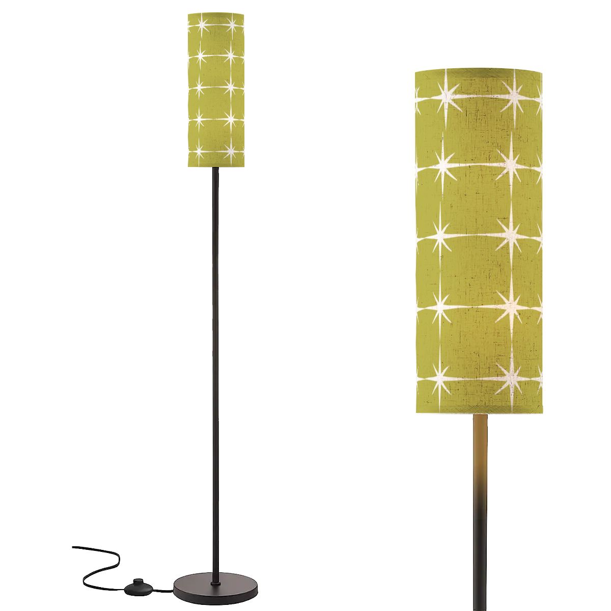Mid Century Modern Green Atomic Starburst Retro Slim Floor Torchiere Lamp - Mid Century Modern Gal
