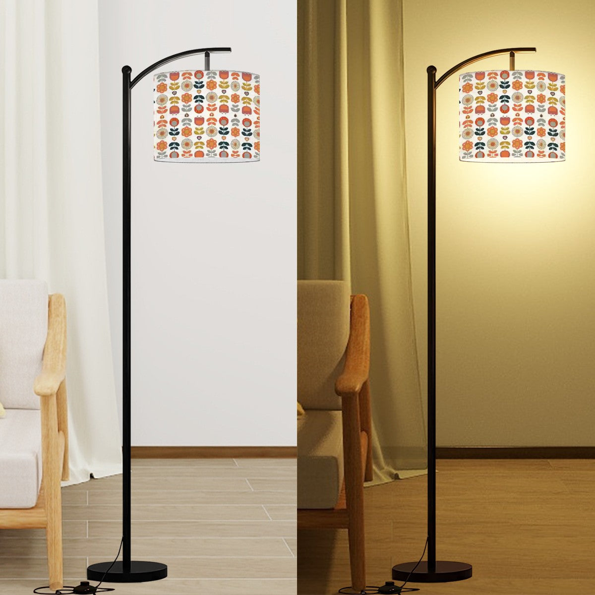 Mid Century Modern Scandinavian Flower Mod Retro Arc Floor Lamp - Mid Century Modern Gal