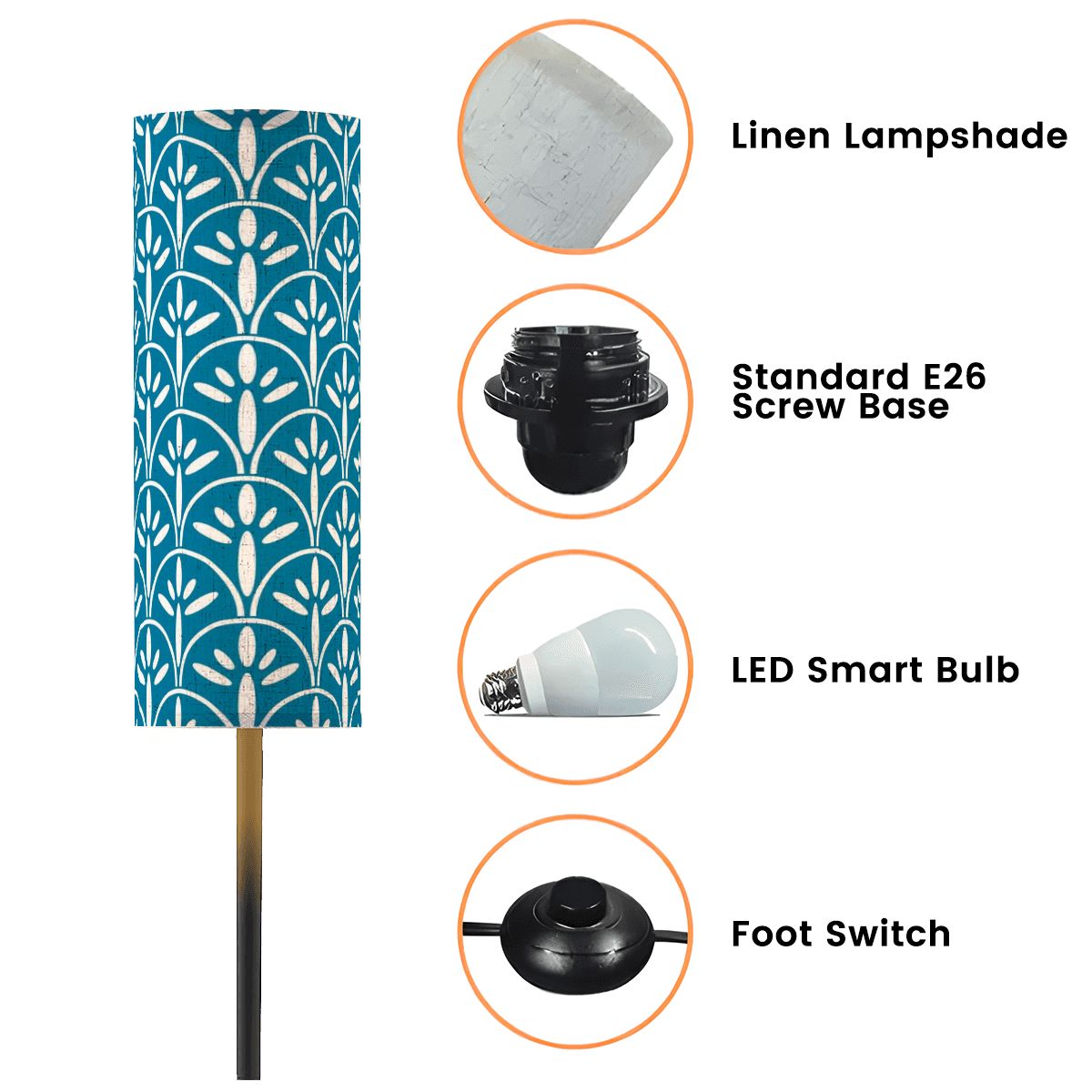 Art Deco Colorful Abstract Floor Lamp | Blue And White Mid Century Modern Lighting - Mid Century Modern Gal