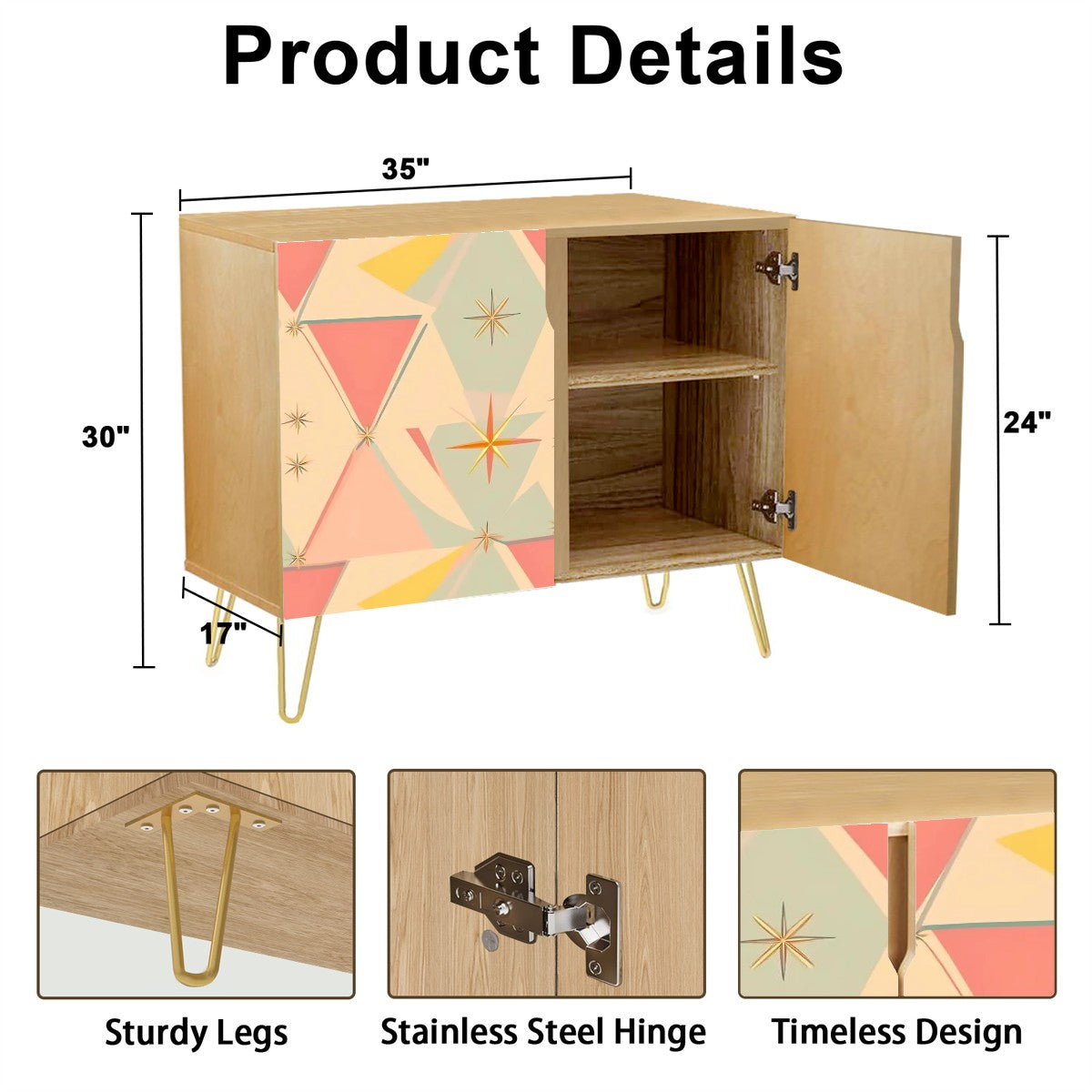 Atomic Franciscan Diamond 50s Vintage Pattern Mid Century Modern Wooden Storage Cabinet - Mid Century Modern Gal