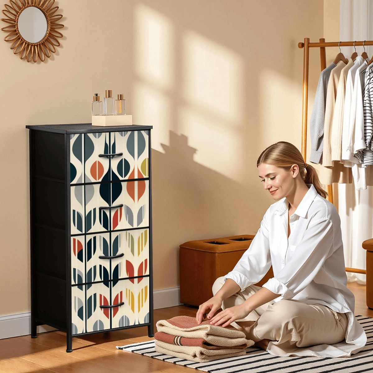 Mid Mod Scandinavian Floral Retro Modern Danish 4-Drawer Dresser - Mid Century Modern Gal