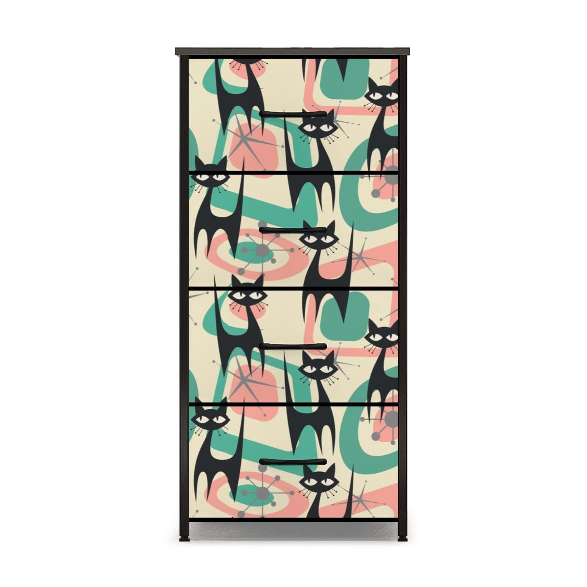 Atomic Cat Mid Century Modern Starburst Retro Kitsch 4-Drawer Dresser - Mid Century Modern Gal