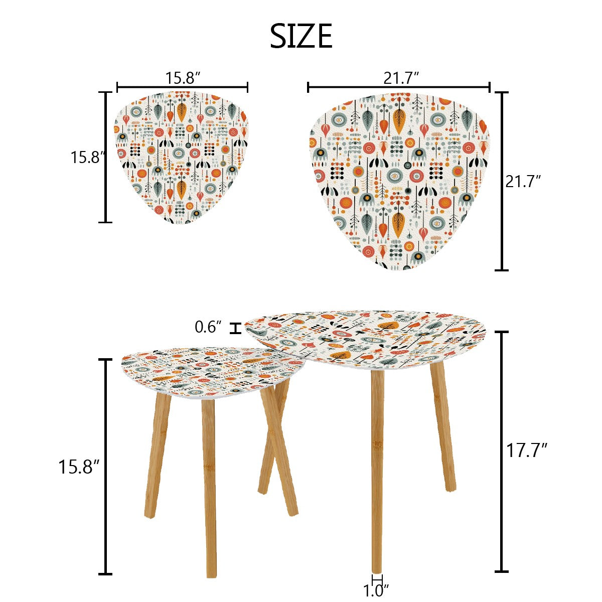 Modern Scandinavian Floral MCM Nesting Tables - Mid Century Modern Gal