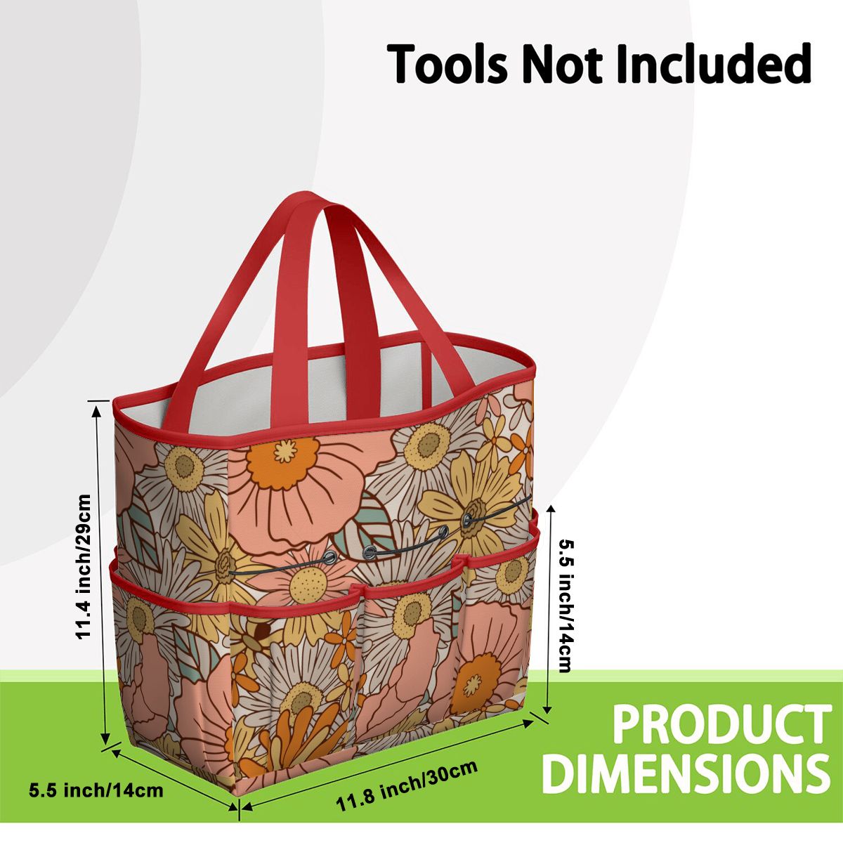 70s Floral Pink Orange Garden Tool Bag