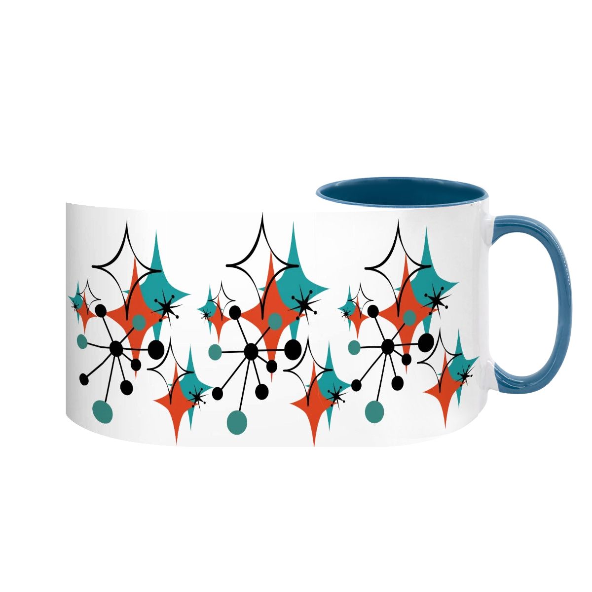 Mid Century Modern Atomic Starburst Sputnik Designed Large Colorful Mug (15oz)