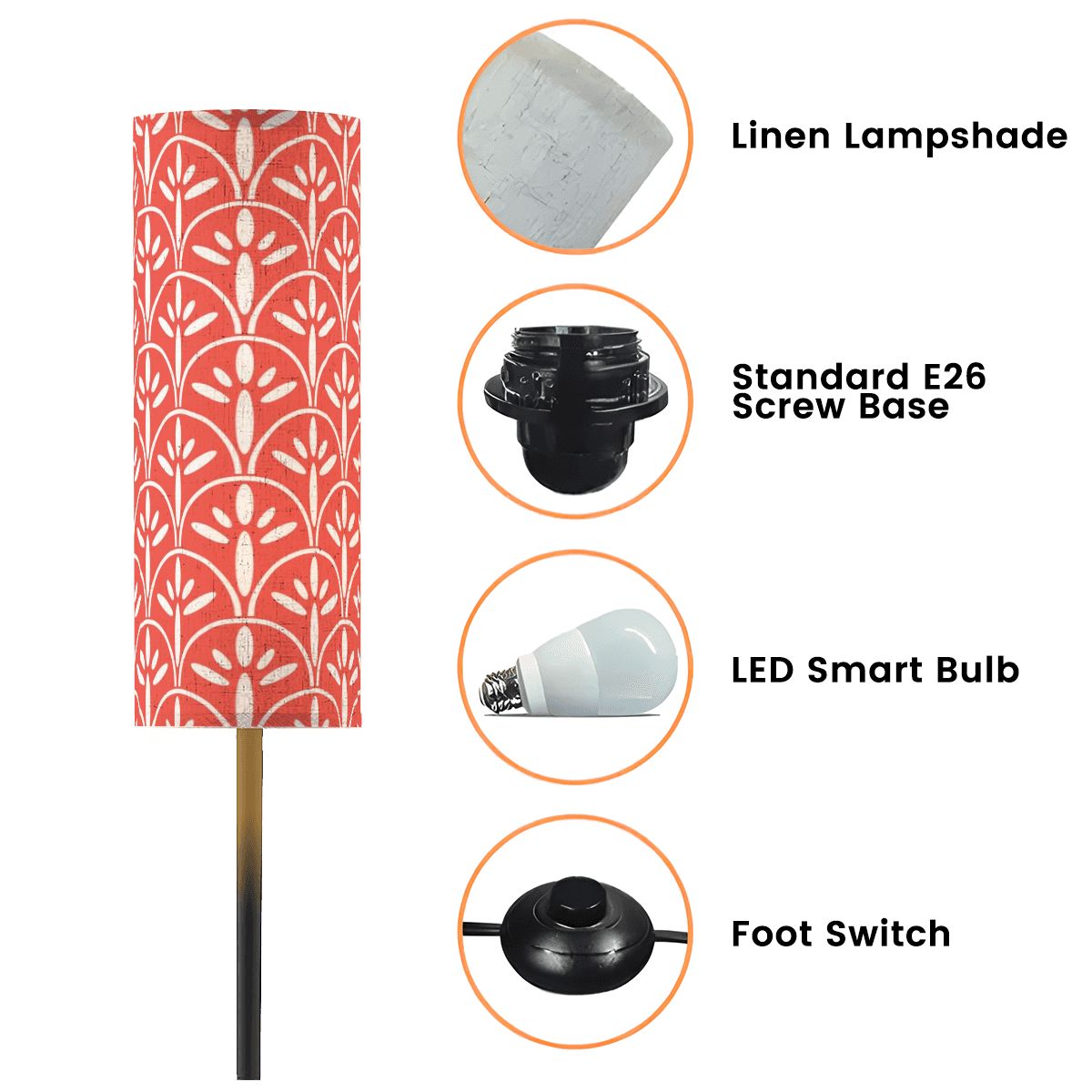 Art Deco Colorful Abstract Floor Lamp | Coral And White Mid Century Modern Lighting - Mid Century Modern Gal