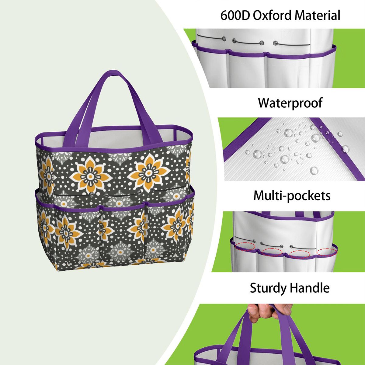 Floral Bohemian Retro Gray Yellow Modern Garden Tool Bag