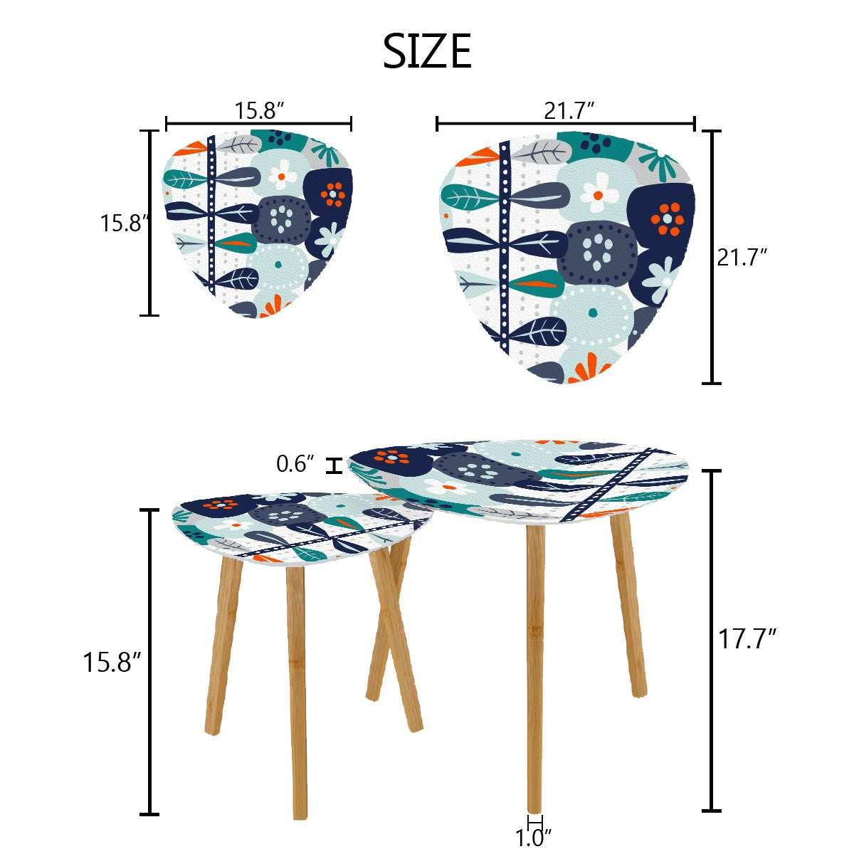 Modern Scandinavian Hygee Floral Modern Danish Nesting Tables - Mid Century Modern Gal