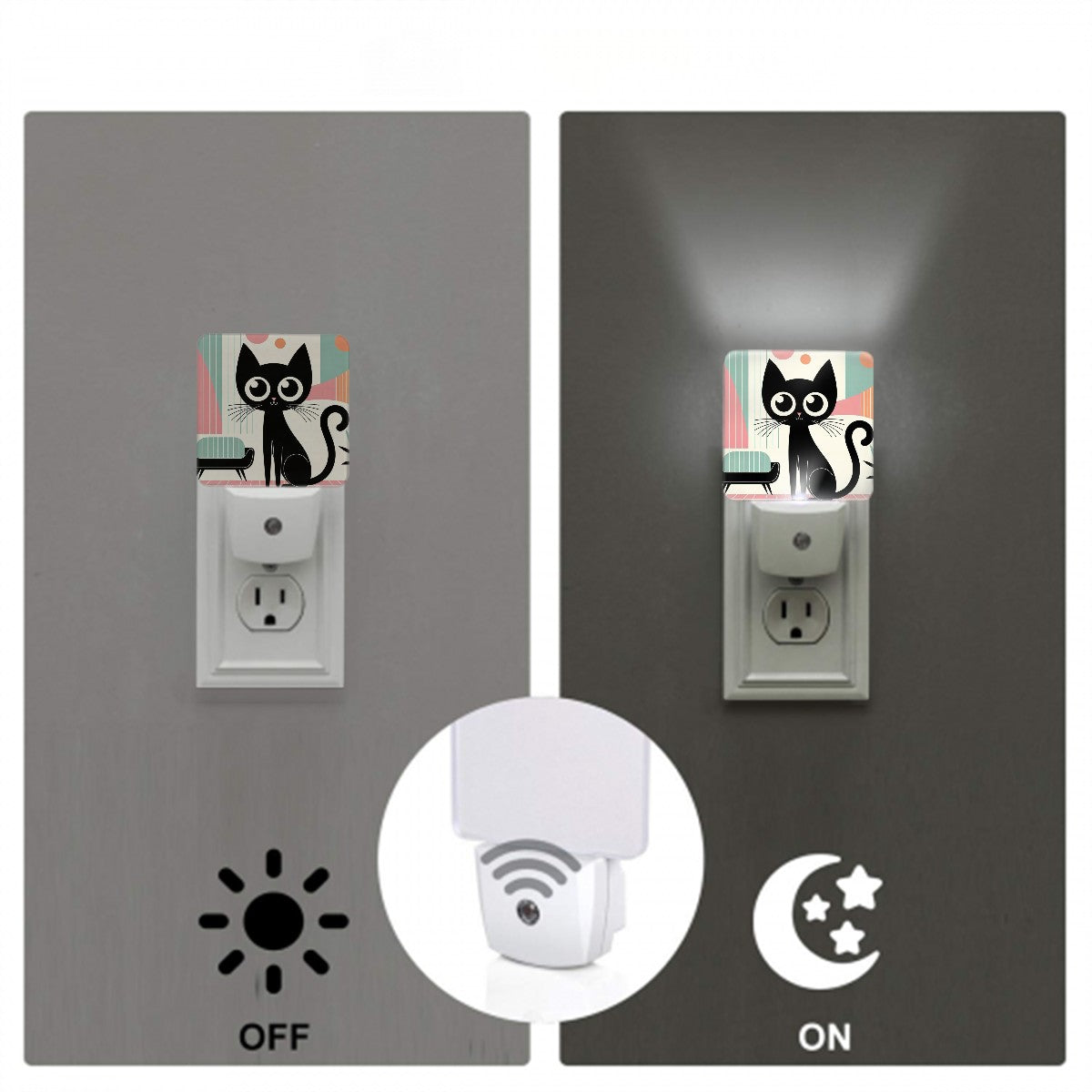 Atomic Cat Mid Century Modern Designed Pretty Pink, Mod LED Night Light Set of 2 - Mid Century Modern Gal