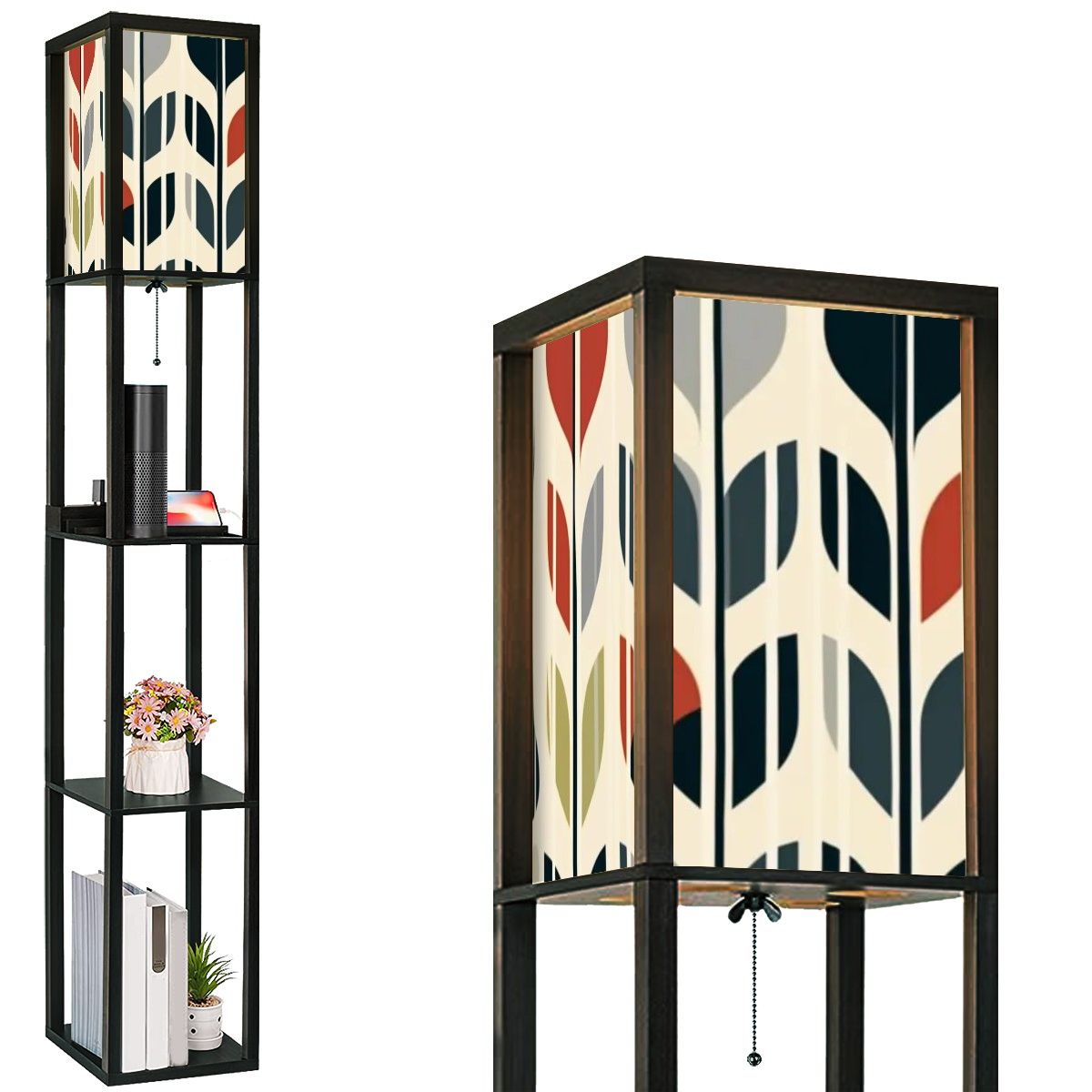 Mid Mod RetroScandinavian Floral Leaves Modern Danish Nordic Hygee Shelf Floor Lamp - Mid Century Modern Gal