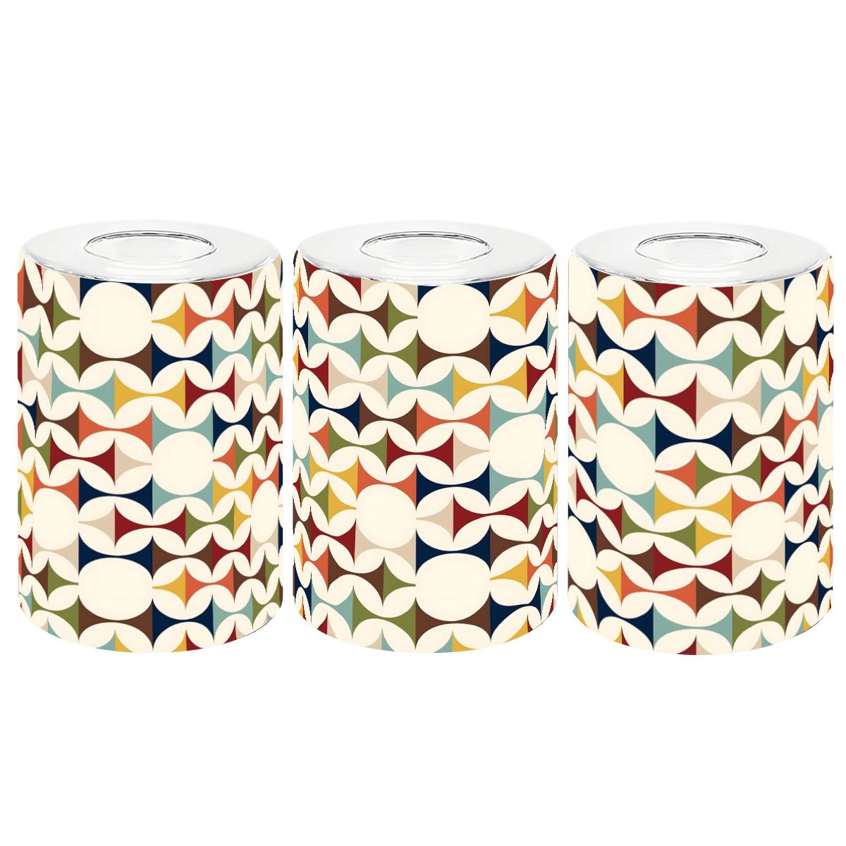 Mid Century Modern Scandinavian Geometric Diamond Designed Cylindrical Glass Lampshades - Mid Century Modern Gal