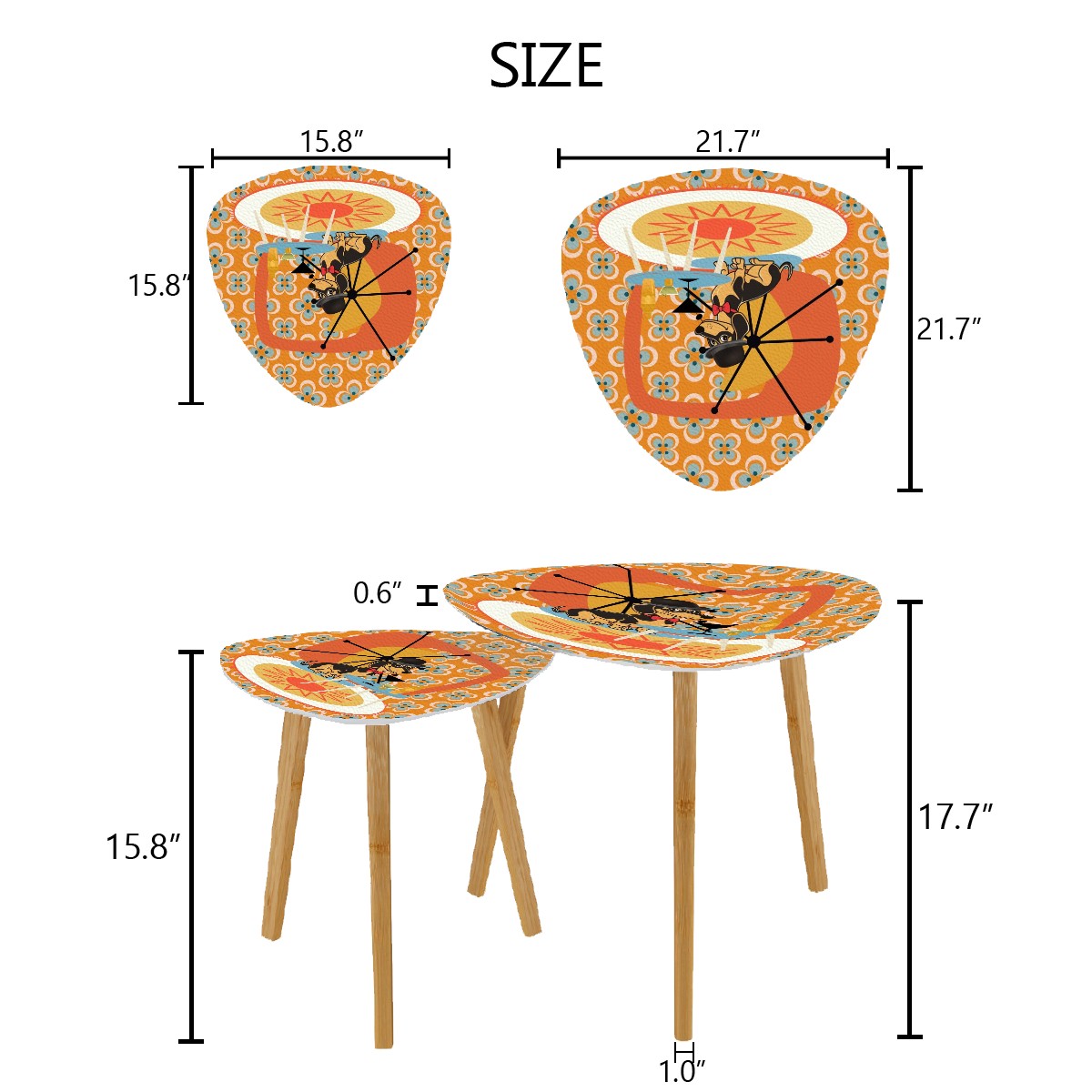 Retro Dachshund Doxie Weiner Dog Playful Mid Century Modern Nesting Tables - Mid Century Modern Gal