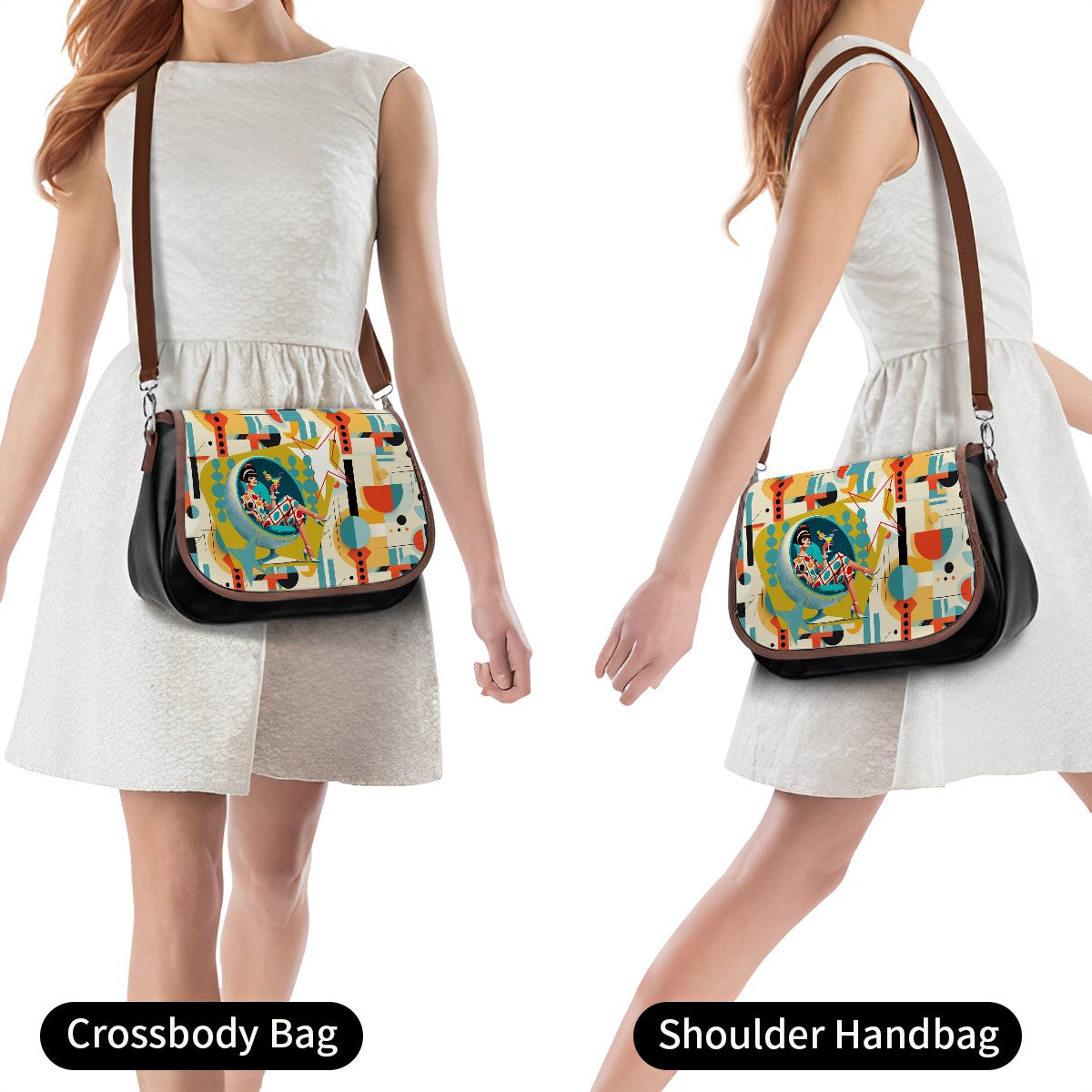 Mid Century Modern Bauhaus Mod Gal Kitschy Shoulder Crossbody Bag - Mid Century Modern Gal