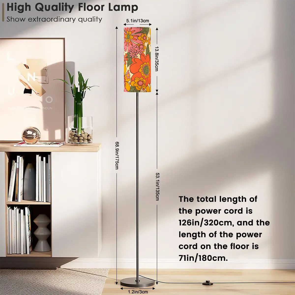 70s Retro Revival Flower Power Groovy Floral Mid Mod Floor Lamp - Mid Century Modern Gal