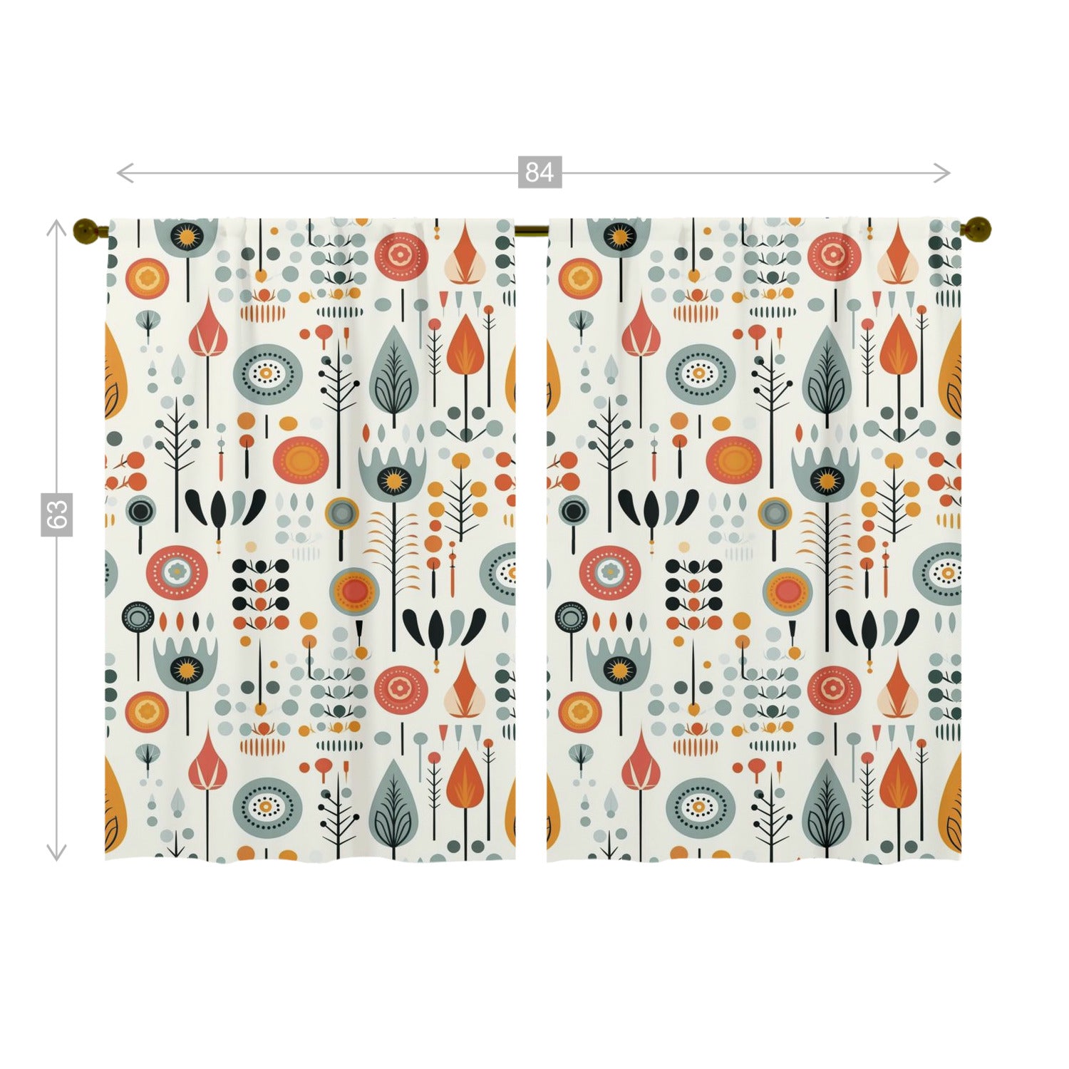 Mid Century Modern Scandinavian Floral, Mod Retro Opaque Window Curtains - Mid Century Modern Gal