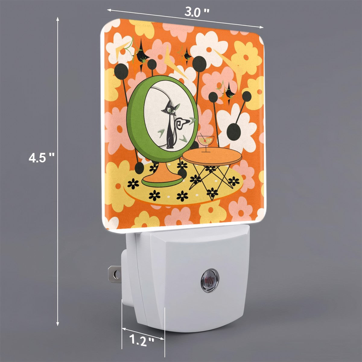 Groovy Cat, Martini, Mid Mod Egg Chair, Sputnik Designed Retro Night Lights - Mid Century Modern Gal