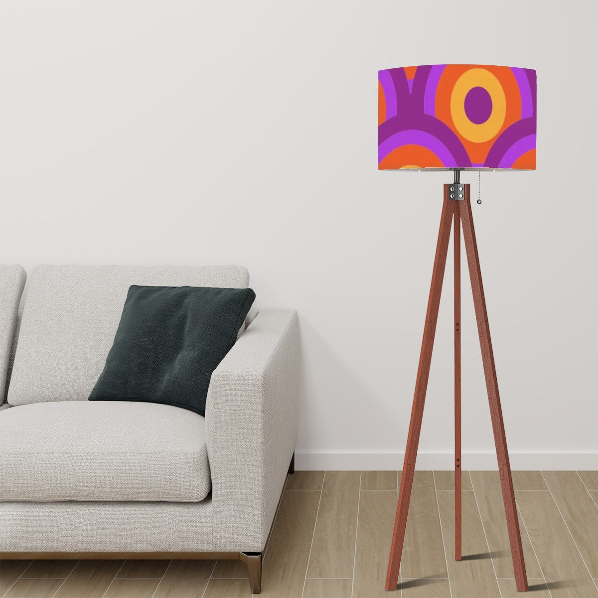 Retro Purple, Orange Groovy Mod Tripod Floor Lamp - Mid Century Modern Gal