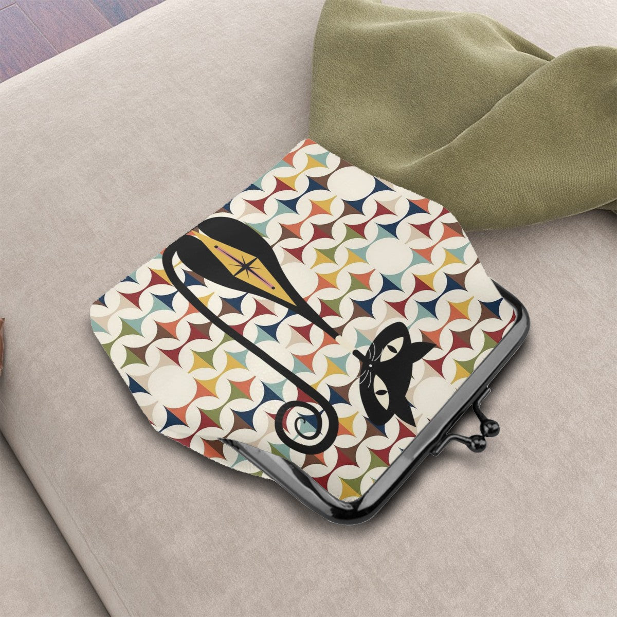 Scandinavian Designed Kitschy Mod Atomic Cat Coin Purse - Mid Century Modern Gal