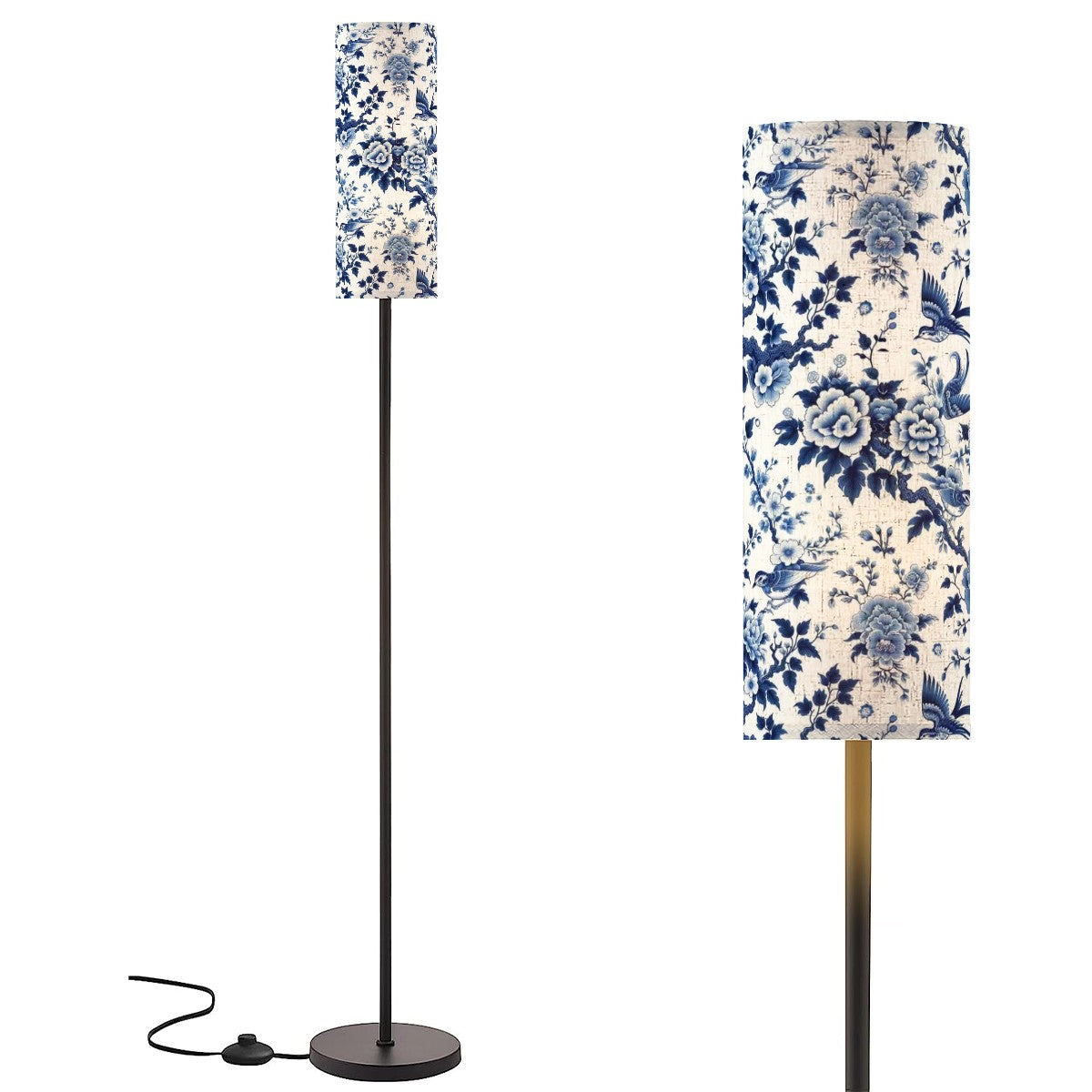 Chinoiserie Modern Slim Floor Lamp With Remote - Mid Century Modern Gal