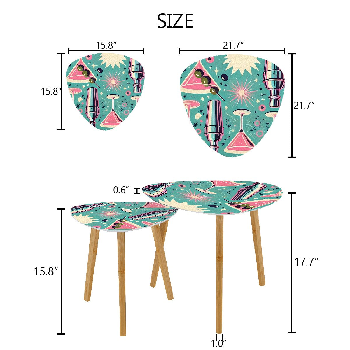 Mid Century Modern Martini Cocktail MCM Barware Nesting Tables - Mid Century Modern Gal