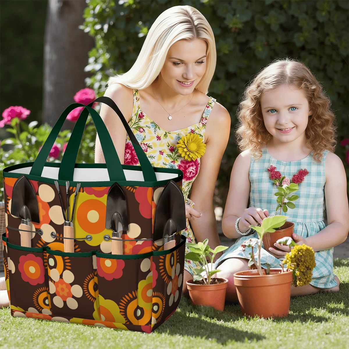 Retro Flower Power 70s Garden Tool Bag