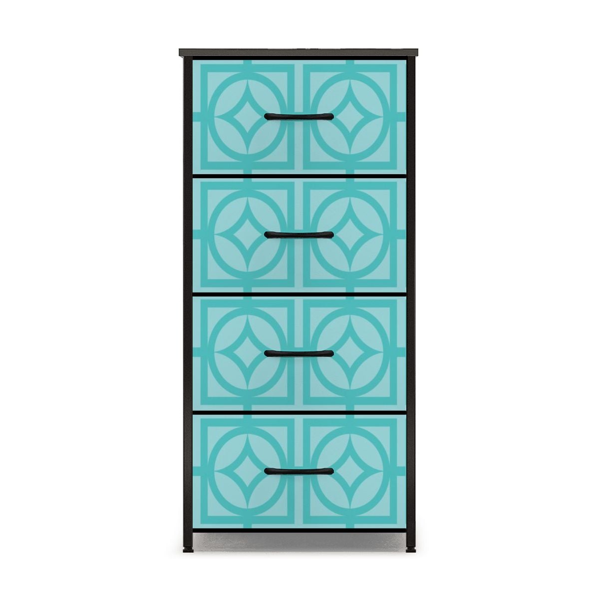 Mid Century Modern Blue Breeze Block Designed Mod 4-Drawer Dresser - Mid Century Modern Gal