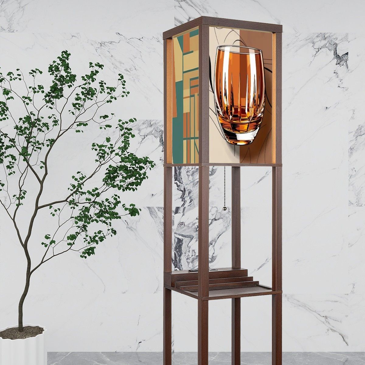 Mid Century Modern Bourbon Bauhaus MCM Retro Floor Lamp with Shelves - Mid Century Modern Gal