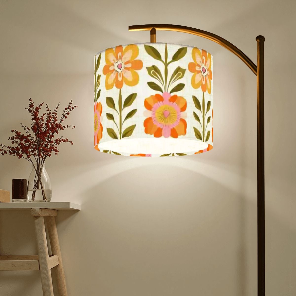 Modern Danish Scandinavian Floral Designed Mid Century Modern Lamp SHADE ONLY - For Arc Floor Lamps Only - Mid Century Modern Gal