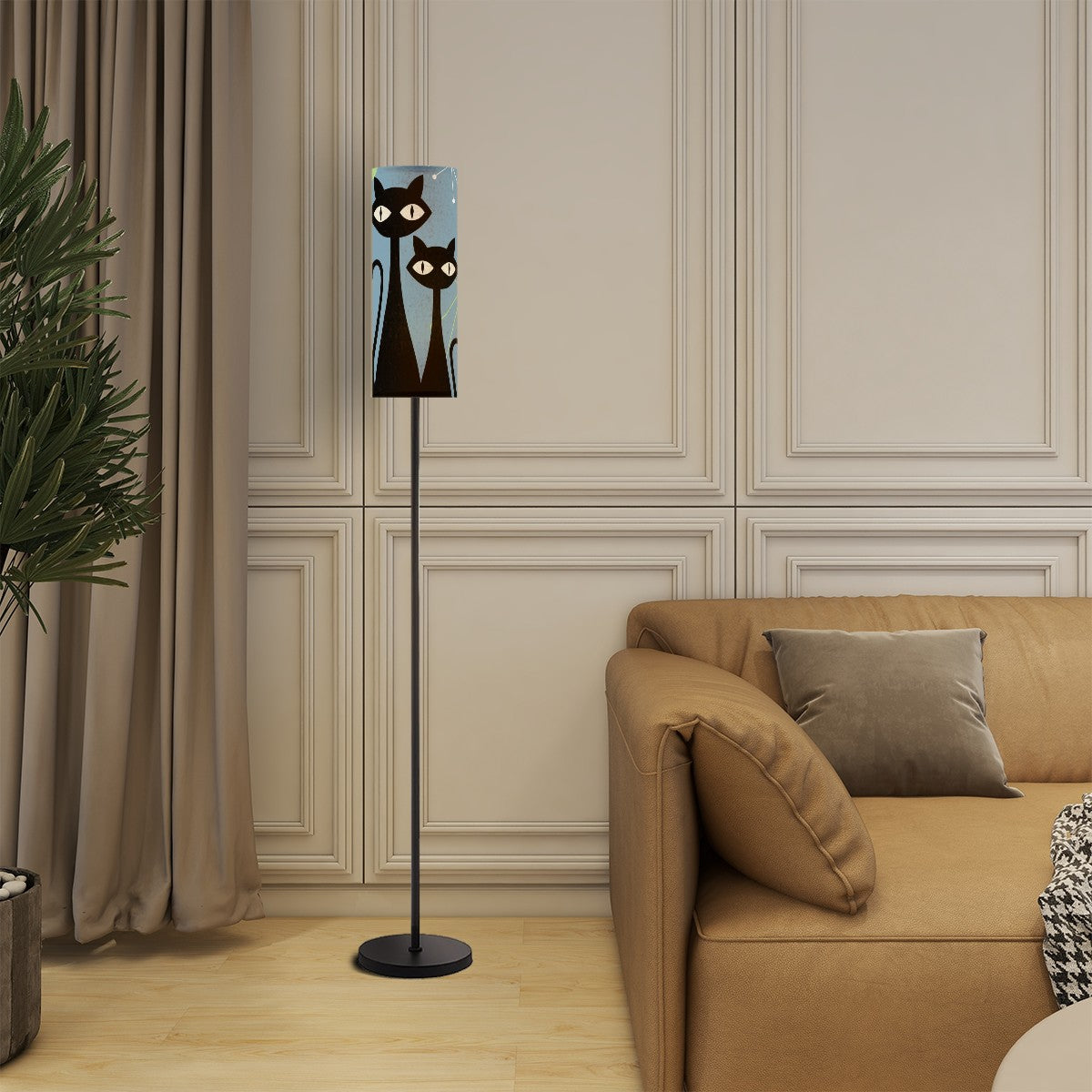 Atomic Cat Floor Lamp, Kitschy Fun Blue Boomerang Design Modern Floor Lamp - Mid Century Modern Gal