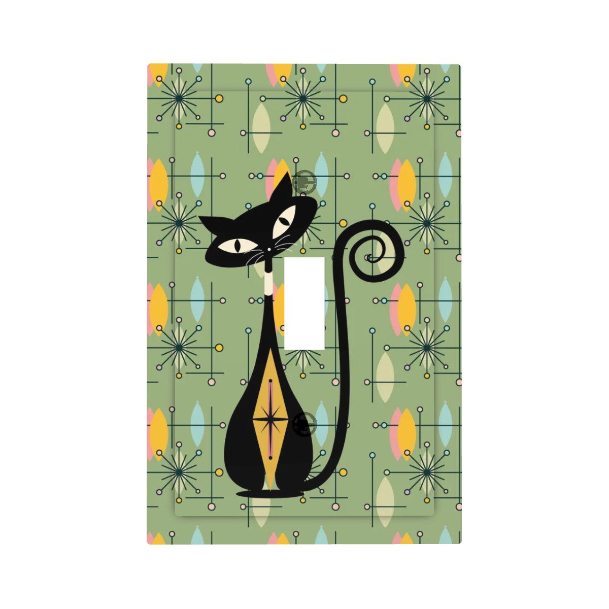 Atomic Cat Green Mod Starburst Modern Switch Cover 1-Gang 1 Toggle - Mid Century Modern Gal