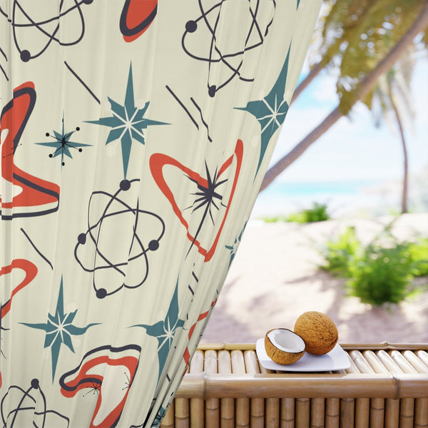 Atomic Boomerang, Mid Century Modern Designed Window Curtains, Nostalgic Space Age MCM Window Curtains